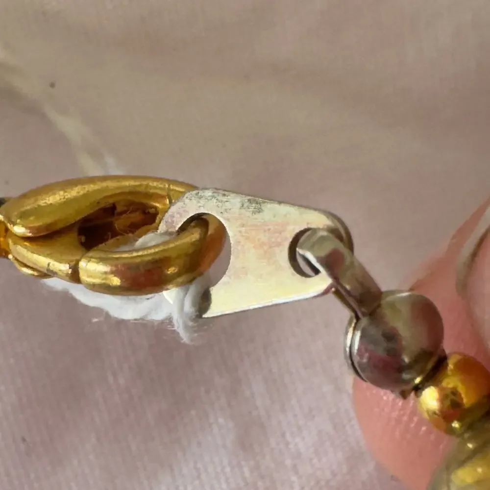 Vintage 32” Thermoset Lucite Tiger’s Eye Opalescent Moon Glow Necklace 1960s